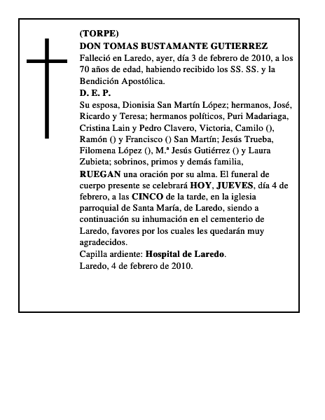 DON TOMAS BUSTAMANTE GUTIERREZ