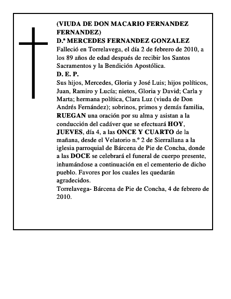 D.ª MERCEDES FERNANDEZ GONZALEZ