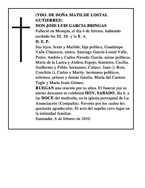 DON JOSE LUIS GARCIA BRINGAS