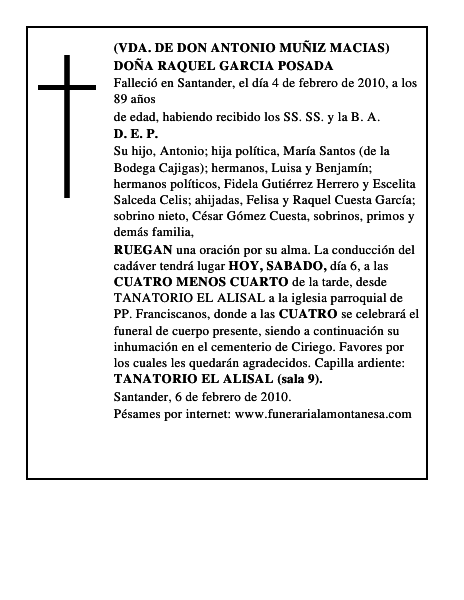 DOÑA RAQUEL GARCIA POSADA