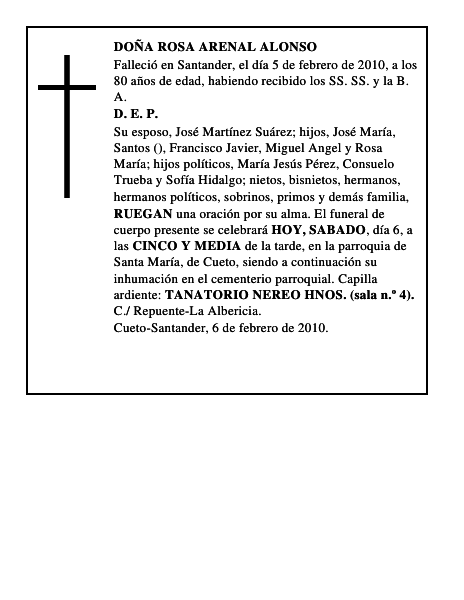 DOÑA ROSA ARENAL ALONSO