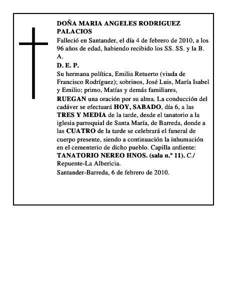 DOÑA MARIA ANGELES RODRIGUEZ PALACIOS