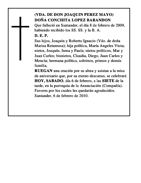 DOÑA CONCHITA LOPEZ BARANDON