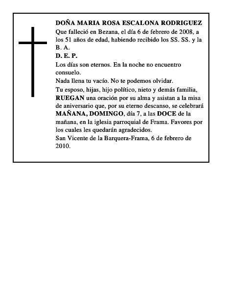 DOÑA MARIA ROSA ESCALONA RODRIGUEZ