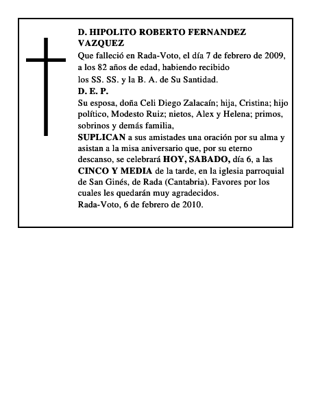 D. HIPOLITO ROBERTO FERNANDEZ VAZQUEZ