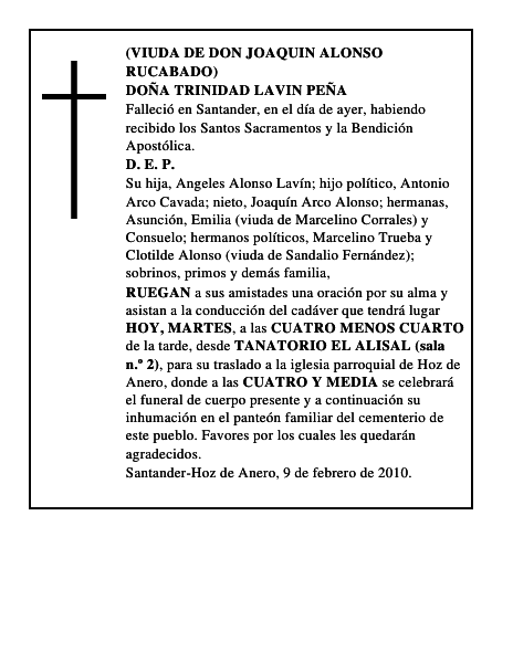 DOÑA TRINIDAD LAVIN PEÑA