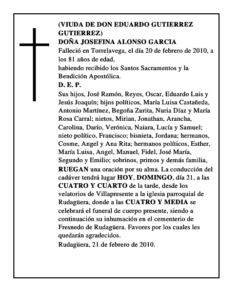 DOÑA JOSEFINA ALONSO GARCIA