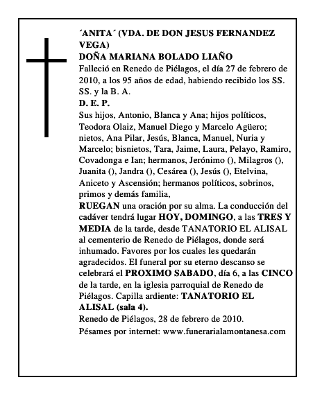 DOÑA MARIANA BOLADO LIAÑO