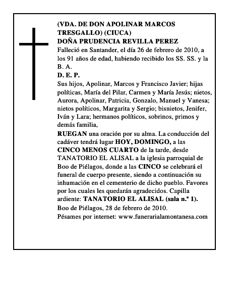 DOÑA PRUDENCIA REVILLA PEREZ