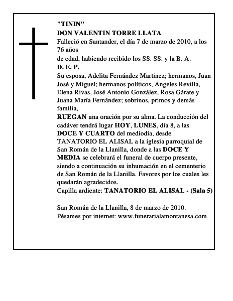 DON VALENTIN TORRE LLATA