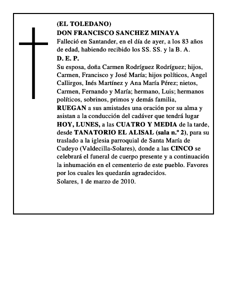 DON FRANCISCO SANCHEZ MINAYA