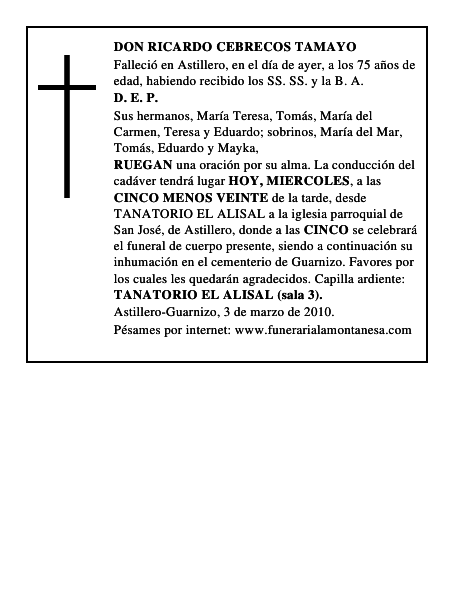 DON RICARDO CEBRECOS TAMAYO