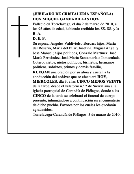 DON MIGUEL GANDARILLAS HOZ