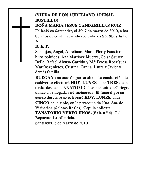 DOÑA MARIA JESUS GANDARILLAS RUIZ