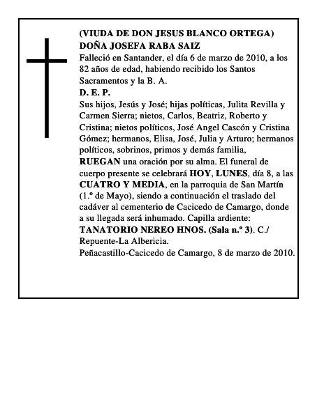 DOÑA JOSEFA RABA SAIZ