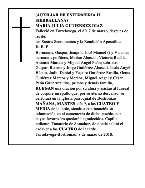 MARIA JULIA GUTIERREZ DIAZ