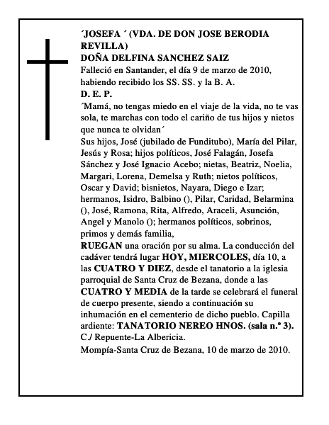 DOÑA DELFINA SANCHEZ SAIZ