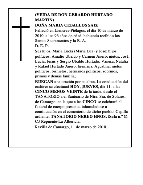 DOÑA MARIA CEBALLOS SAIZ