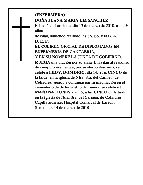 DOÑA JUANA MARIA LIZ SANCHEZ
