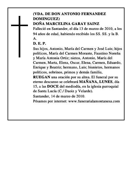 DOÑA MARCELINA GARAY SAINZ