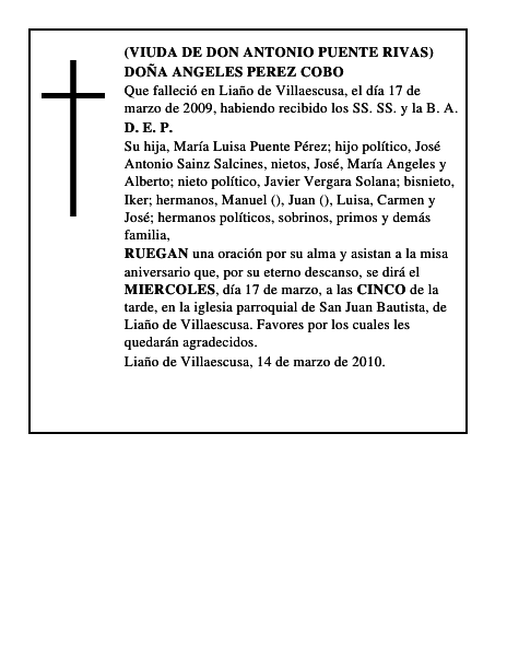 DOÑA ANGELES PEREZ COBO