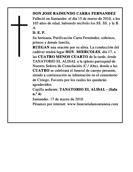 DON JOSE RAIMUNDO CARRA FERNANDEZ