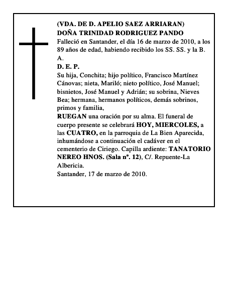 DOÑA TRINIDAD RODRIGUEZ PANDO