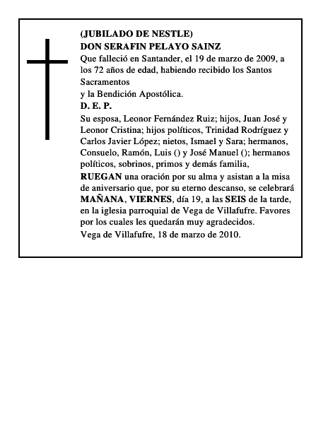 DON SERAFIN PELAYO SAINZ