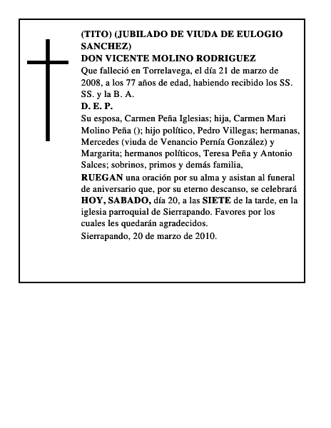 DON VICENTE MOLINO RODRIGUEZ