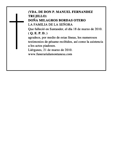 DOÑA MILAGROS BORDAS OTERO