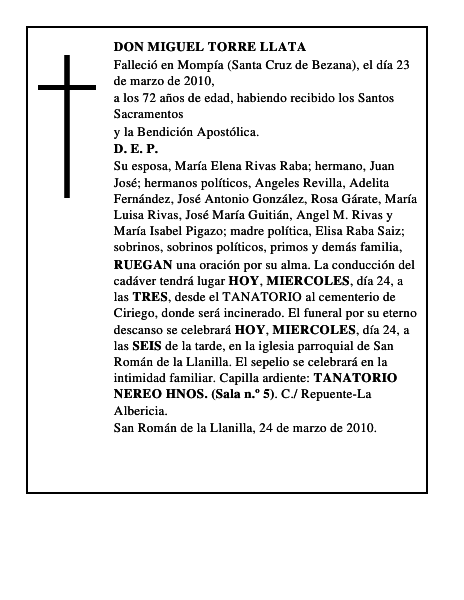 DON MIGUEL TORRE LLATA