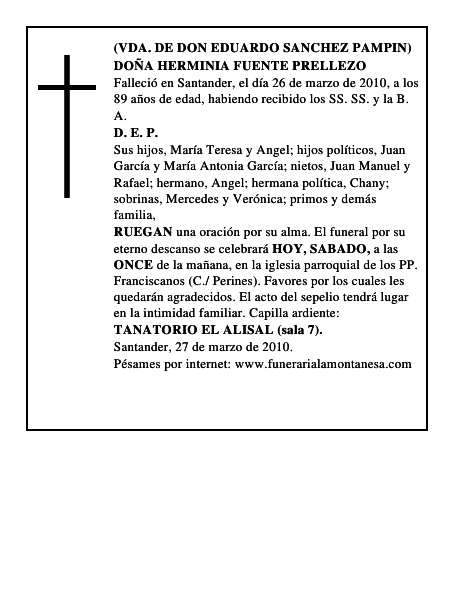 DOÑA HERMINIA FUENTE PRELLEZO