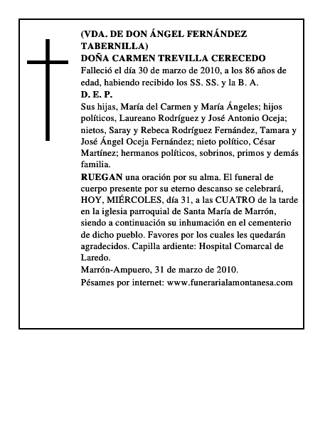 DOÑA CARMEN TREVILLA CERECEDO