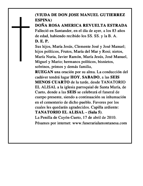 DOÑA ROSA AMERICA REVUELTA ESTRADA