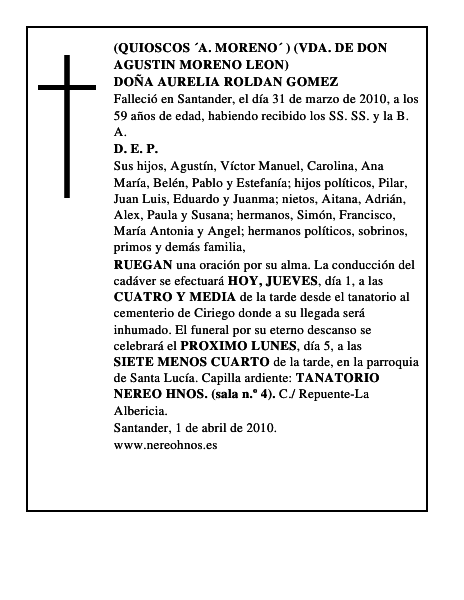 DOÑA AURELIA ROLDAN GOMEZ