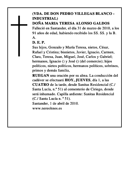 DOÑA MARIA TERESA ALONSO GALDOS