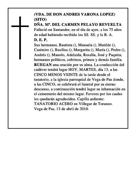 DÑA. Mª. DEL CARMEN PELAYO REVUELTA