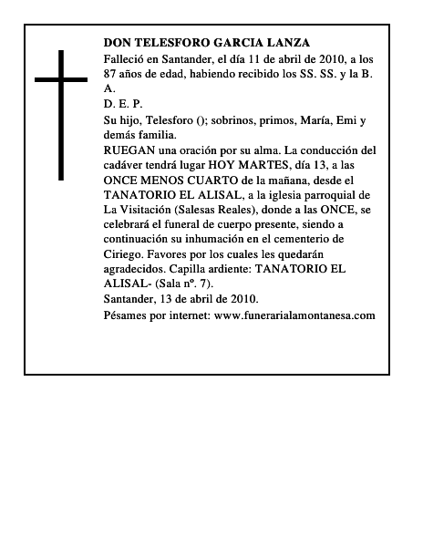 DON TELESFORO GARCIA LANZA