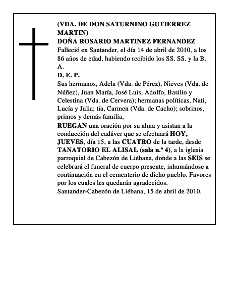 DOÑA ROSARIO MARTINEZ FERNANDEZ