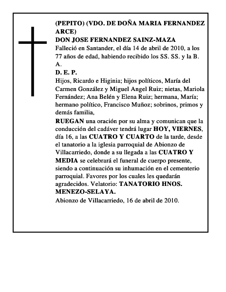 DON JOSE FERNANDEZ SAINZ-MAZA