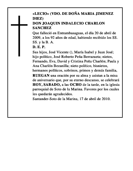 DON JOAQUIN INDALECIO CHARLON SANCHEZ