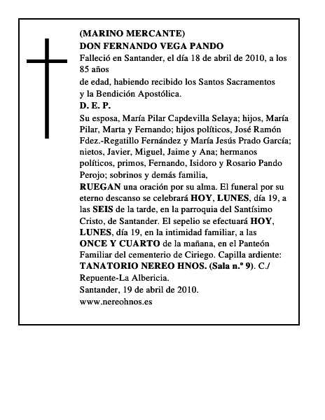 DON FERNANDO VEGA PANDO
