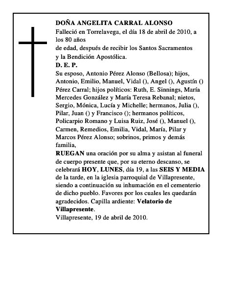 DOÑA ANGELITA CARRAL ALONSO
