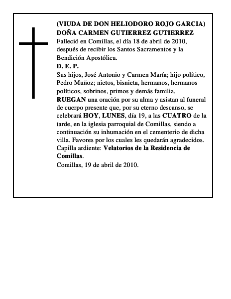 DOÑA CARMEN GUTIERREZ GUTIERREZ