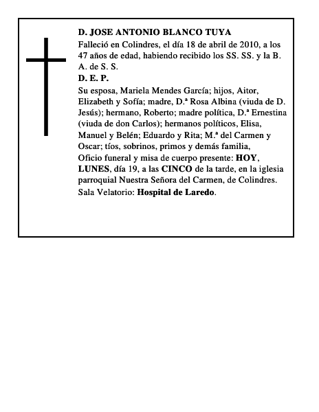 D. JOSE ANTONIO BLANCO TUYA