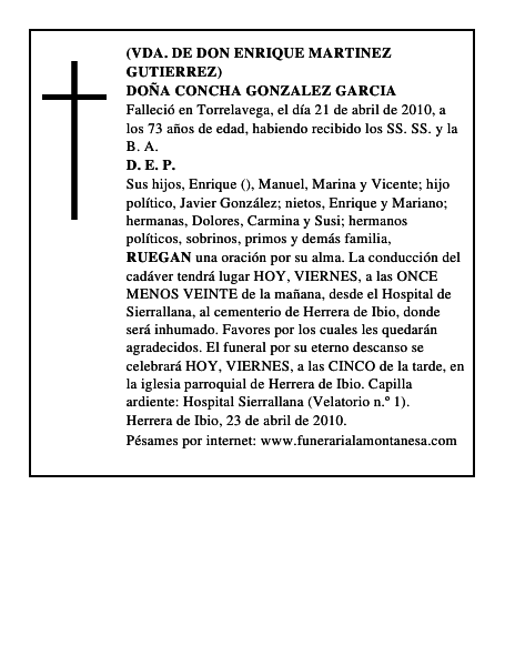 DOÑA CONCHA GONZALEZ GARCIA