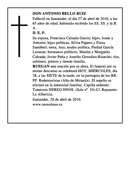 DON ANTONIO BELLO RUIZ
