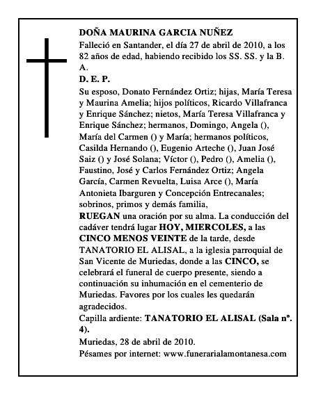 DOÑA MAURINA GARCIA NUÑEZ