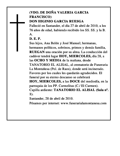 DON HIGINIO GARCIA RUESGA