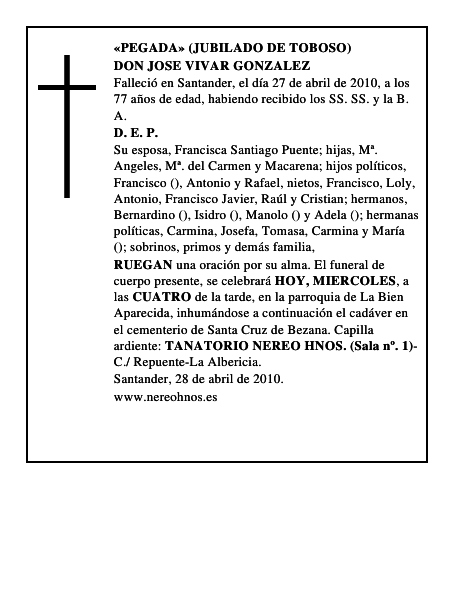 DON JOSE VIVAR GONZALEZ